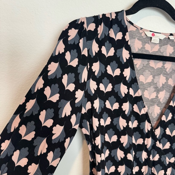 Boden Floral Print Navy Blue Faux Wrap Long Sleeve Blouse Top - Picture 5 of 10